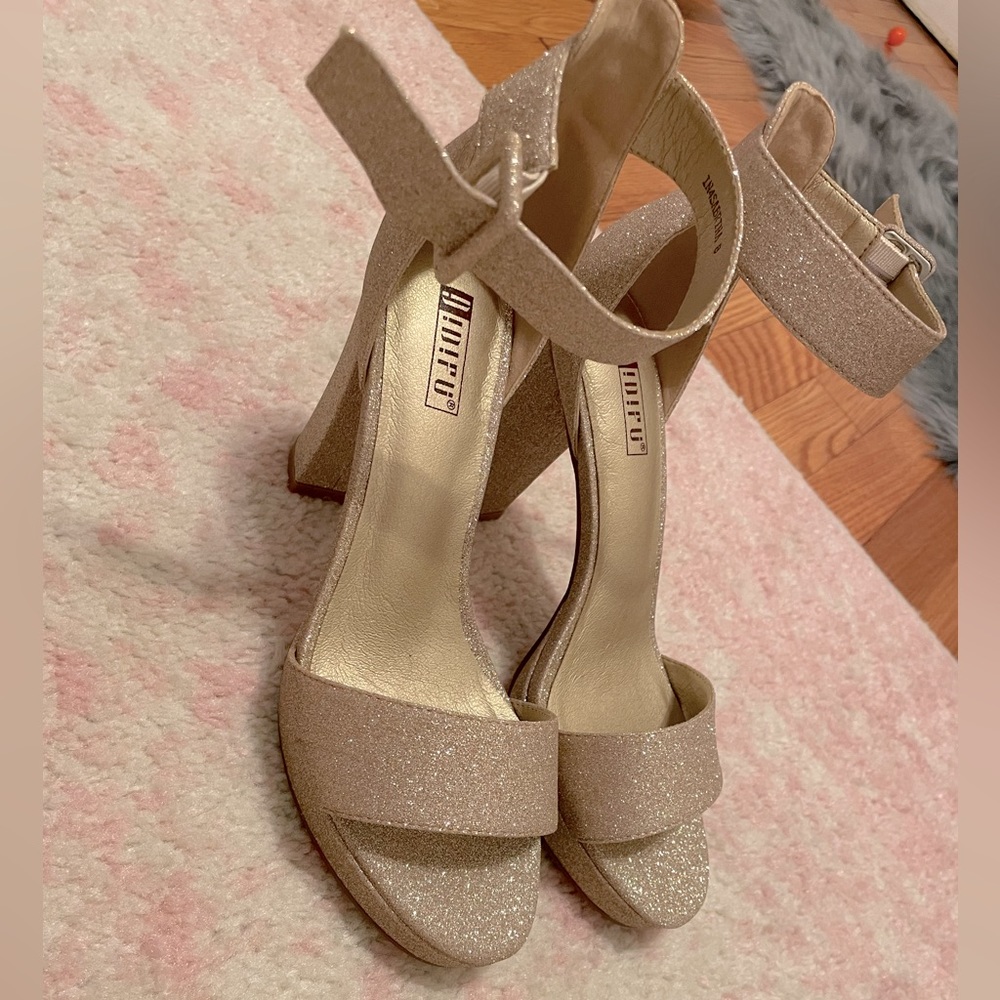 Gold, sparkly heels